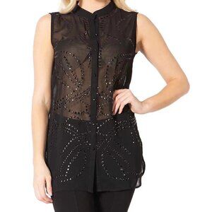 Vertigo Women's Sheer Black Studded Tunic Size Small NWT MSRP $138